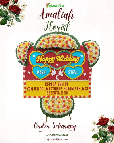 Karangan Papan Bunga Pernikahan di Lebaksiuh